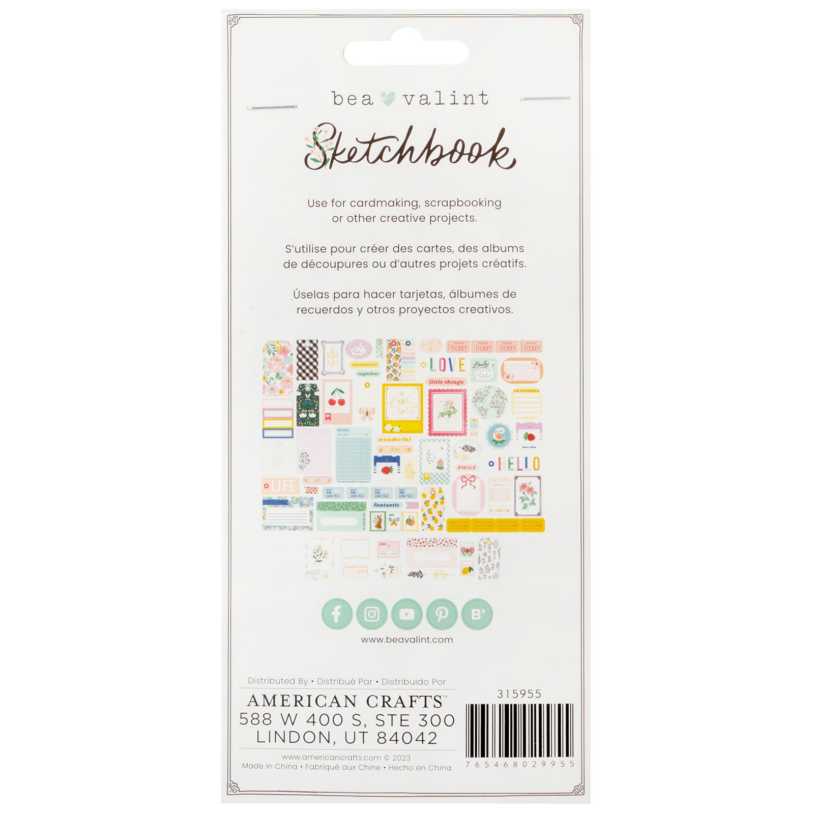 American Crafts Sketchbook Bea Valint Journaling Ephemera Die Cut Shapes- 71 Pack