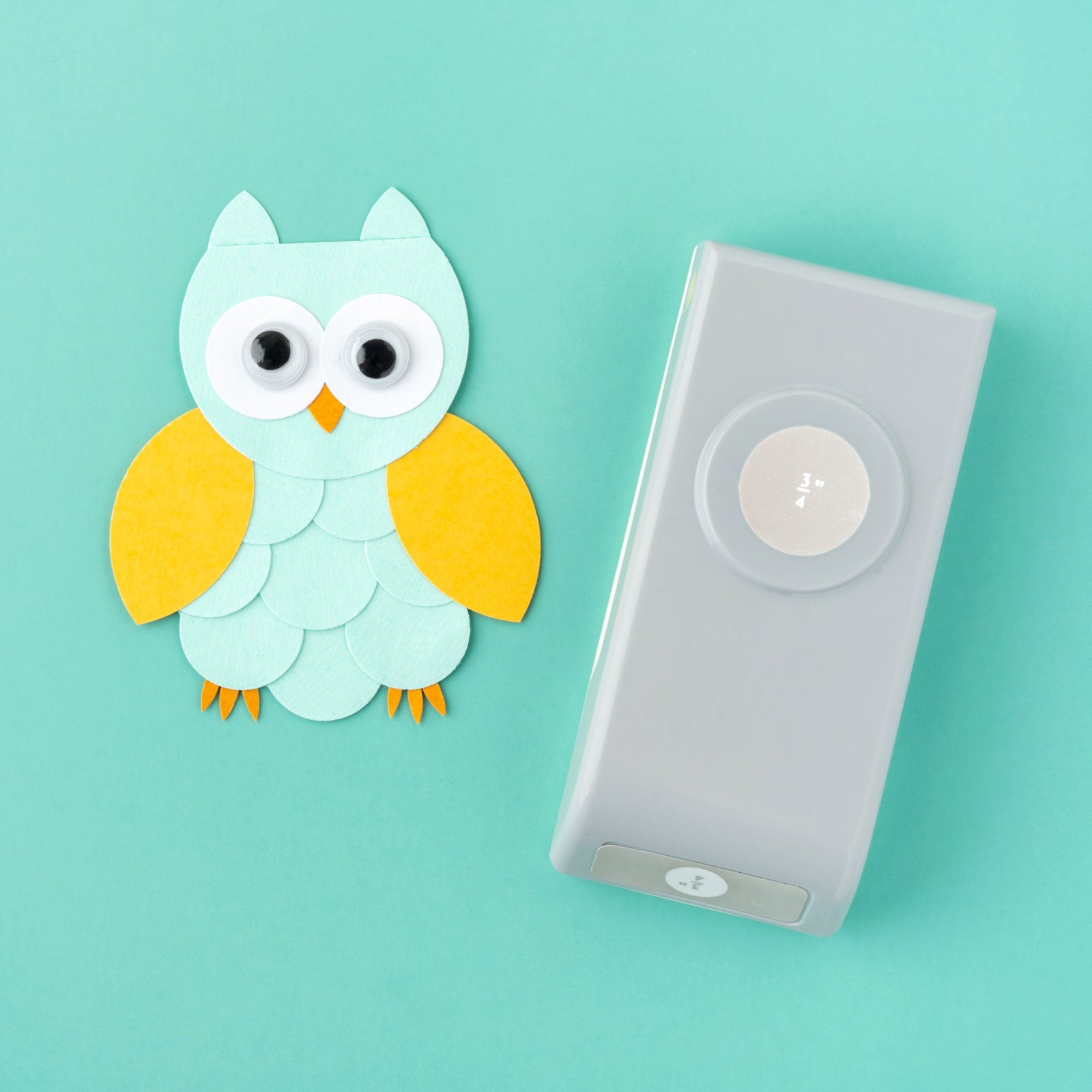 Lifestyle image of EK Tools 3/4 Inch Circle Paper Punch with owl paper craft